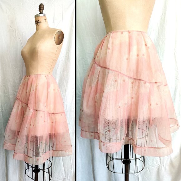 Simone Rocha SS16 Kimono Pink Floral Sheer Tulle Full Knee-length Skirt 6 10 S - Picture 5 of 10